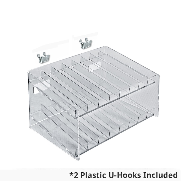 2-Tier 16 Comp. Clear Comsetic Nail Polish Holder 12"Wx8.5"Dx6.5"H